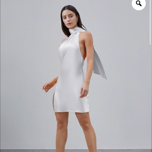 Silk Maison Ribbon Silk Backless Dress Pearl White XS - Picture 2 of 5